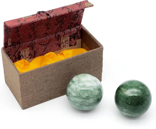 Miniatura 2 de Baoding - Bolas de acero inoxidable y piedra, para adultos, niños, 2.2 pulgadas, 2.2 pulgadas, color verde, juego de 2 unidades, 2 piezas, 1 paquete