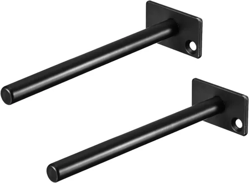 Miniatura 11 de uxcell Soportes para estantes, 2 piezas de 5 pulgadas, soporte flotante oculto de metal, soportes redondos invisibles, para estantes de madera