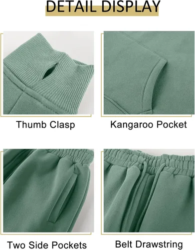 Miniatura 96 de Kissonic Conjunto deportivo de forro polar para mujer, 2 piezas, sudadera con capucha y pantalones deportivos