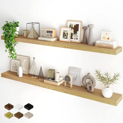 Miniatura 72 de Fun Memories Estantes flotantes para pared, estantes flotantes de 48 pulgadas de largo, juego de 1, estante colgante con soportes invisibles