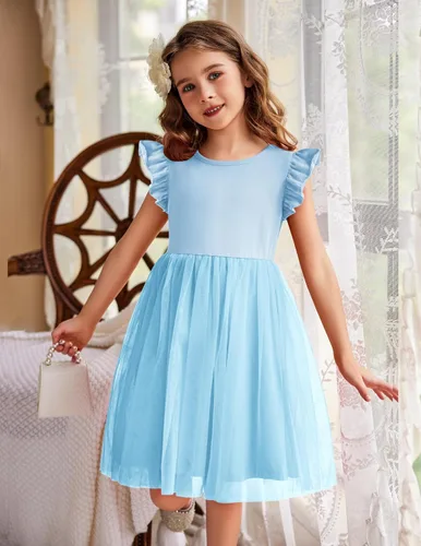 Miniatura 2 de Arshiner Vestido tutú para niñas pequeñas, vestidos de verano esponjosos, vestidos casuales de fiesta de tul para niños de 2 a 6 años