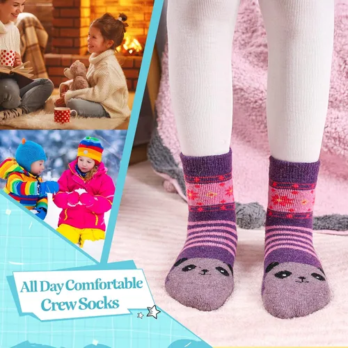 Miniatura 6 de Eocom - Medias de invierno cálidos de lana para niños y niñas, 6 pares