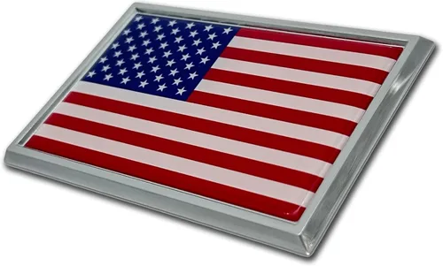Miniatura 4 de Elektroplate Emblema cromado de metal de la bandera de Estados Unidos, tamaño del automóvil de 3.4 x 2.2 pulgadas, resistente a la intemperie Cromo