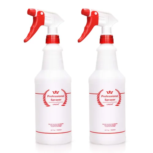 Paquete de 2 botellas pulverizadoras de plástico, 32 onzas, botellas de pulverización multiusos resistentes a prueba de fugas, rociador de agua Rojo
