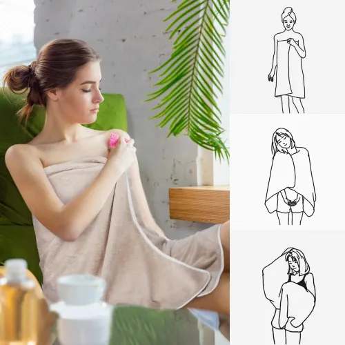 Miniatura 6 de KinHwa Toalla de baño de microfibra grande, toalla de baño absorbente, toallas de baño suaves, tamaño grande para mujeres y hombres, ideal para spa