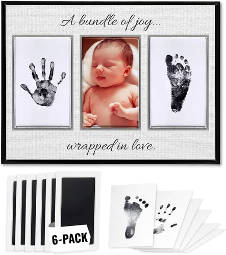 Miniatura 15 de Kit de manos y huellas sin tinta, placa de recuerdo de bebé y regalos de baby shower, ideal como regalo de mamá, marcos de fotos de guardería, kit