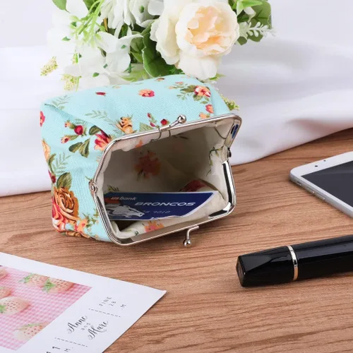 Miniatura 3 de Oyachic Monedero estampado vintage con hebilla y cierre de broche floral para mujeres y niñas
