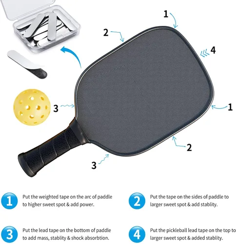 Miniatura 5 de 30 piezas de cinta de plomo, cinta de plomo adhesiva de 3 g para pelotas de pickleball, tenis, palos de golf, ajusta la cinta de plomo para palas