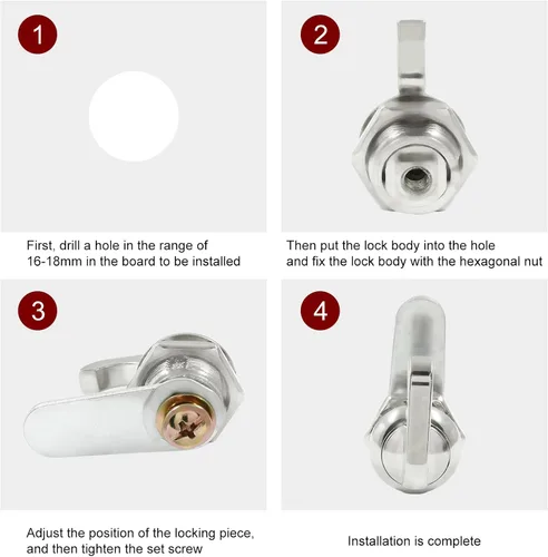 Miniatura 4 de 3 piezas de bloqueo de leva accionado por pulgar de 5/8 pulgadas, aleación de zinc con acabado cromado, bloqueo de leva desplazado, sin llave