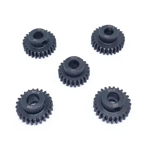 Miniatura 4 de KingVal Repuesto de 5 piezas M1 0.315 in 23T 24T 25T 26T 27T piñón de acero engranaje compatible con 1/5 RC coche cepillado sin escobillas motor