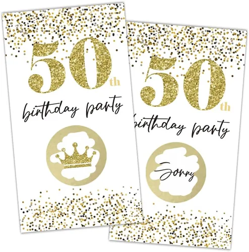 REWIDPARTY Tarjetas de juego para rascar para fiesta de cumpleaños número 50 de oro blanco (32 unidades) tarjetas de rascar para fiesta de 115B