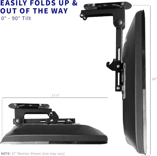 Miniatura 9 de VIVO montaje rebatible manual, plegable, con inclinación, para techo, para televisores con pantalla de LCD plana y monitores Negro