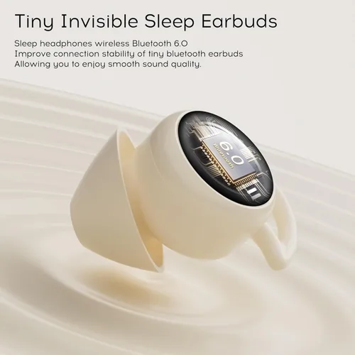 Miniatura 5 de Auriculares para dormir Bluetooth 6.0, mini auriculares invisibles de silicona para dormir de lado, auriculares con bloqueo de ruido, auriculares