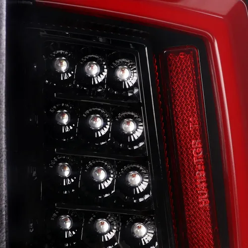 Miniatura 7 de SPEC-D TUNING Luces traseras LED color negro perla con barra de luz LED roja compatible con Toyota Tacoma 2016-2022, conjunto de par izquierdo +