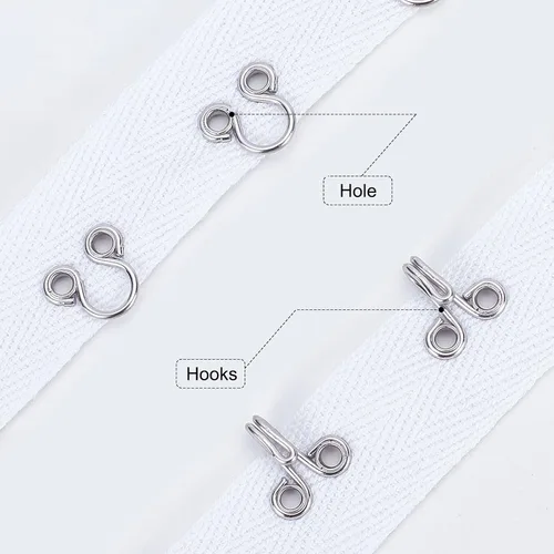Miniatura 5 de FINGERINSPIRE Cinta de algodón de 3 yardas x 1.6 pulgadas con gancho y ojal, espacio de 1.2 pulgadas/1.2 in, ribete blanco con gancho, cordón