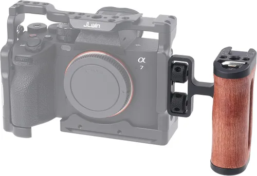 Miniatura 5 de Fotga Mango lateral de madera con 1/4 "-20 agujeros de montaje Cold Shoe para cámara de video DSLR sin espejo, jaula de micrófono llave incorporada