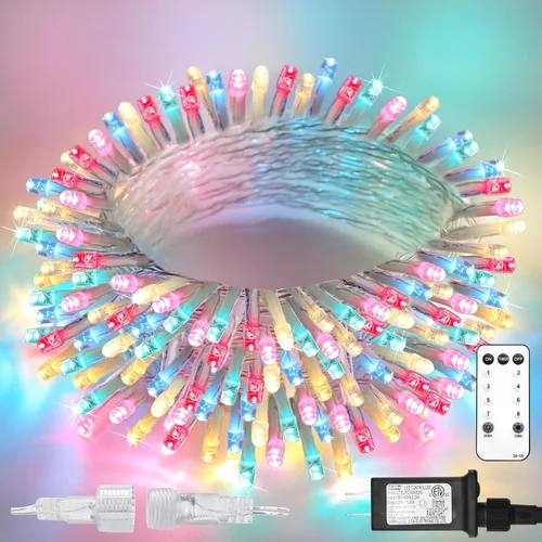 Miniatura 10 de suddus - Guirnalda 100 luces led conectable, control remoto, enchufe, impermeable, regulable, cable transparente, exterior, otoño, Halloween, Acción