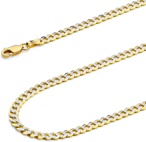 Miniatura 4 de 14k REAL Yellow/Two Tone Gold Bevelled Hollow 11mm, 9mm, 6.5mm, 5mm, 4.5mm, 3.5mm, 2.5mm, 2mm Cuban Curb Chain Necklace/Bracelet with Lobster Claw