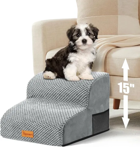 Miniatura 28 de Topmart High Density Foam Pet Steps 2 Tiers,11.8" High,Non-Slip Dog Stairs,Soft Foam Dog Ramp Ladder,Best for Injured,Older Cats,Pets with Joint