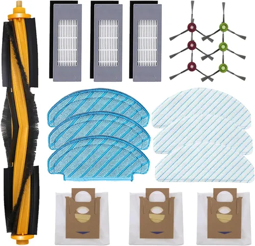 Piezas de repuesto de repuesto para Ecovacs Deebot N10 N10+ N8 T8 Series Robot Aspirador, 1 cepillo principal, 3 pares de cepillos laterales, 3