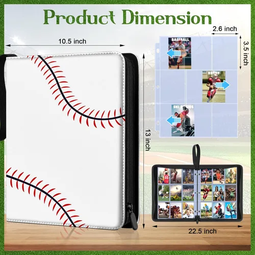 Miniatura 2 de POKONBOY Carpeta de tarjetas de béisbol de 9 bolsillos para 900 tarjetas, colección de carpetas de tarjetas intercambiables, soporte para álbum