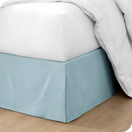 Miniatura 5 de Falda de cama de esquina dividida de 16 pulgadas, microfibra resistente a las arrugas y a la decoloración, tamaño matrimonial, color borgoña sólido
