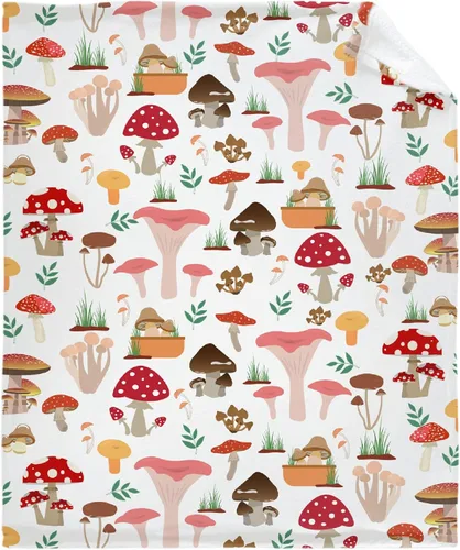 Miniatura 20 de Manta de hongos, ultra suave, cálida y ligera, de franela de forro polar con microhongos, para cama, sofá, regalo de viaje, decoración de hongos