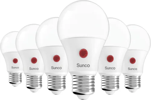 Sunco Paquete de 6 Bombillas de Luz de Atardecer a Amanecer para Exteriores A19, Fotocélula Automática para Iluminación Exterior, 800 LM, 9W Blanco