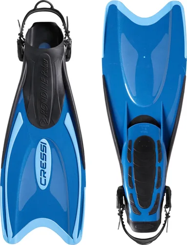 Miniatura 2 de Cressi Palau Aletas de natación ajustables con tacón abierto para snorkel, color azul 2-Azul