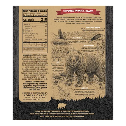 Miniatura 2 de Kodiak Cakes Barritas crujientes de granola Protien, chispas de chocolate, alto contenido de proteínas, 100% granos integrales, 12 cajas con 6