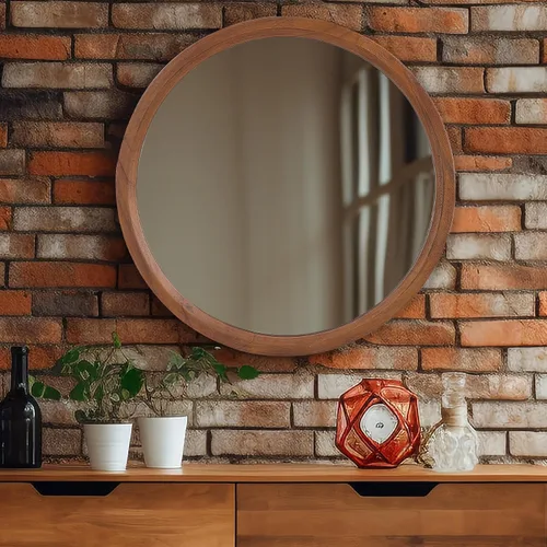 Miniatura 7 de MAGFLERUM Juego de 2 espejos redondos de madera de 17" - Espejo de pared bohemio de círculo pequeño para guardería, decoración para dormitorio, sala