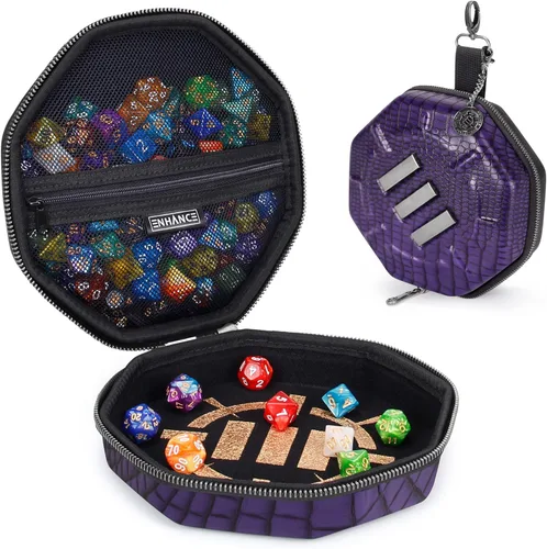 Miniatura 16 de ENHANCE Bandeja y estuche para dados DND – Soporte para dados DND para hasta 150 dados D&D con exterior duro resistente e interior suave protector.