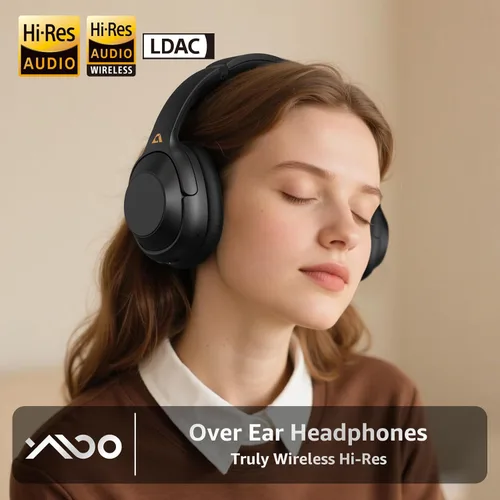 Miniatura 2 de YMOO Auriculares con cancelación activa de ruido para viajes en avión, audio LDAC de alta resolución, auriculares ANC con cable e inalámbricos, 100