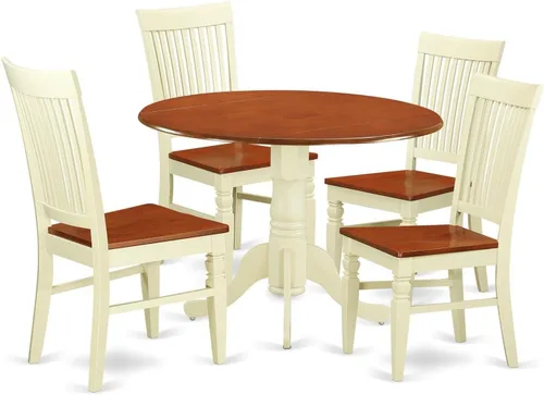 Miniatura 9 de East West Furniture DLWE3-BCH-W Dublin - Juego de cocina de 3 piezas que contiene una mesa redonda con gotas y 2 sillas de comedor, 42 x 42 Negro