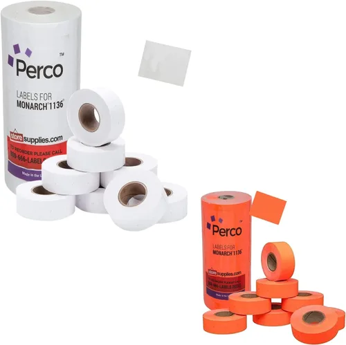 Perco Etiquetas blancas de precios para pistola de precios Monarch 1136 – 8 rollos, 14,000 etiquetas de marca de precios con etiquetas de precios