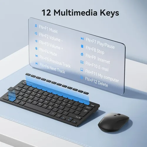 Miniatura 6 de TECKNET Combo de Teclado y Ratón Inalámbrico, Mini Teclado de Computadora Inalámbrico y Conjunto de Ratón 2.4GHz, 1600 DPI Ajustable Silencioso