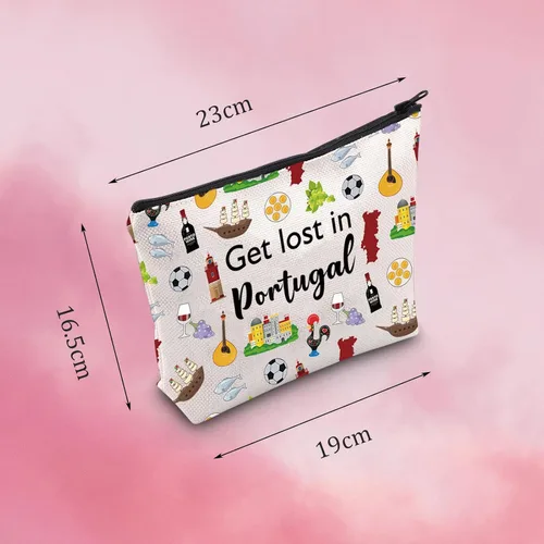 Miniatura 2 de MNIGIU Portugal Regalo de Viaje Get Lost in Portugal Bolsa de maquillaje con cremallera para Portugal Regalo del viajero Bienvenido a Portugal