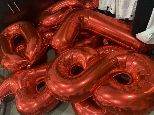 Miniatura 5 de Globos rojos de 32 pulgadas con el número 3 de aluminio, suministros de decoración de fiesta de cumpleaños (globo rojo del número 3)