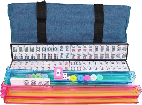 Miniatura 3 de 166 Tiles American Mahjong Set Soft Bag 4 todo en uno Color Empujadores Combo Fácil de transportar (verde azulado)