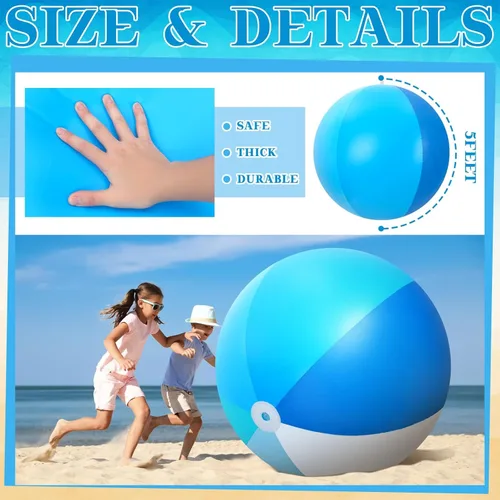 Miniatura 2 de Ceenna 2 Piezas Pelotas de Playa Gigantes de 60 Pulgadas Pelotas Inflables Grandes de Juguete para Piscina Juguetes de Natación de Verano Fiestas