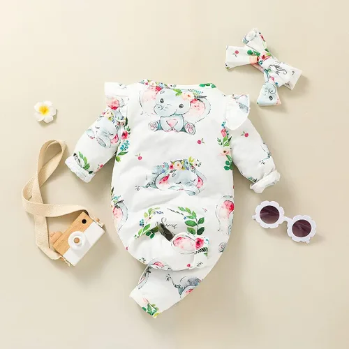 Miniatura 7 de DDLUZQual Mameluco unisex para bebé niña, traje recién nacido, mameluco para bebé bebé, lindo mono con estampado de elefantes