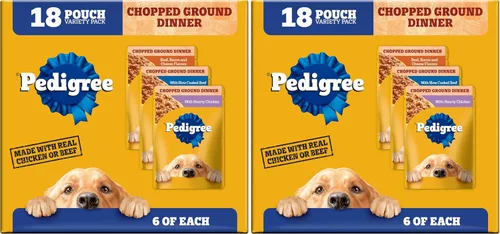 Miniatura 13 de Pedigree Cena húmeda molida y picada para perros adultos, variedad de queso, (18) bolsas de 3.5 oz