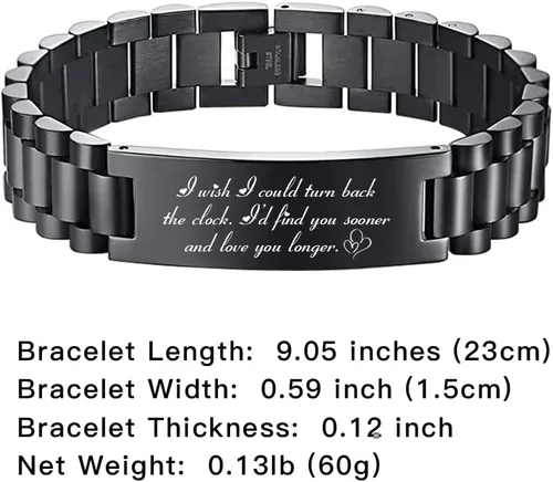 Miniatura 6 de levonta Pulsera para hombre de acero inoxidable negro, pulsera personalizada para hombres