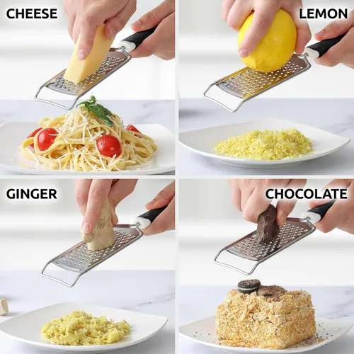 Miniatura 4 de Zulay Kitchen Rallador Profesional de Queso de Acero Inoxidable - Rallador Zester de Limón de Metal Duradero a Prueba de Óxido con Mango - Rallador