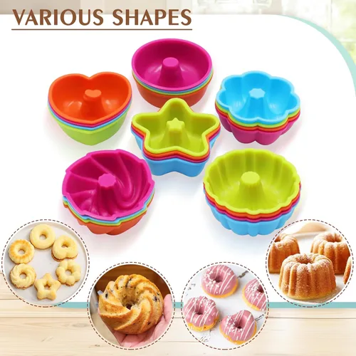 Miniatura 2 de To encounter Paquete de 24 Moldes de Silicona, Antiadherente de 2 3/4 pulgadas Molde para Donas, Tazas de Horneado de Silicona, Bandeja para Donas