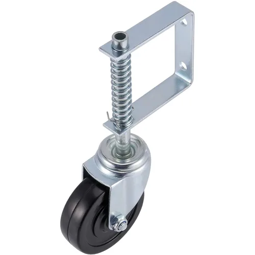 Miniatura 8 de Paquete de 2 ruedas giratorias de 4 pulgadas con resorte de alta resistencia, capacidad de carga de 250 a 500 libras, para puerta de madera, tubo