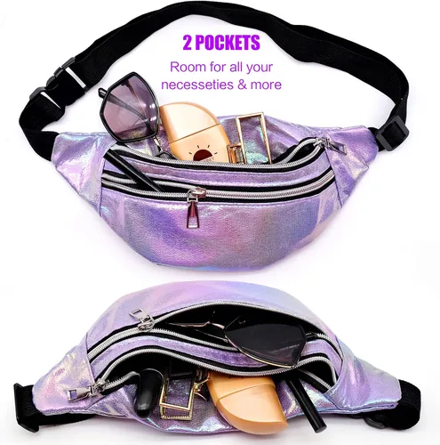 Miniatura 2 de Riñonera holográfica de moda para regalo del día de la madre, bolsa de cintura deportiva morada, cangurera de viaje brillante para trabajo, correr