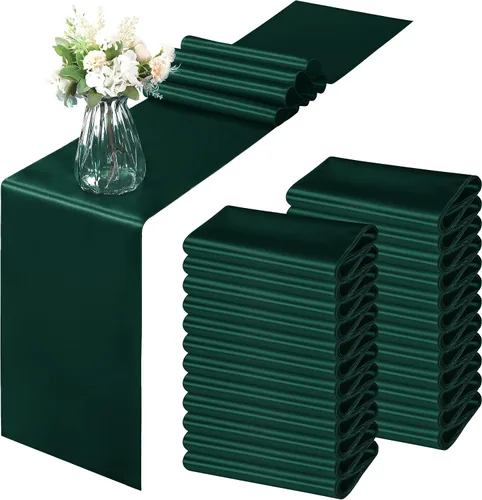 Miniatura 55 de Horbaunal - Juego de 12 caminos de mesa de satén azul claro de 12 x 108 pulgadas, caminos de mesa suaves para bodas, banquetes, fiestas de cumpleaños