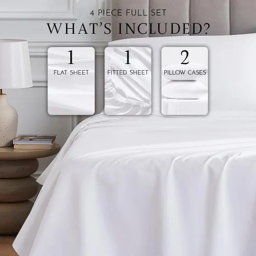 Miniatura 3 de Linen Closet Juego de sábanas de 1000 hilos de algodón egipcio de 4 piezas, 100% satén de algodón, ropa de cama de lujo con bolsillo profundo de 18