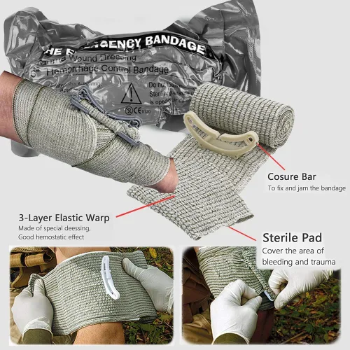 Miniatura 3 de Bolsa para torniquete (vendaje israelí + bolsa IFAK), kit médico pequeño para trauma, primeros auxilios tácticos para acampar y senderismo Camouflaje